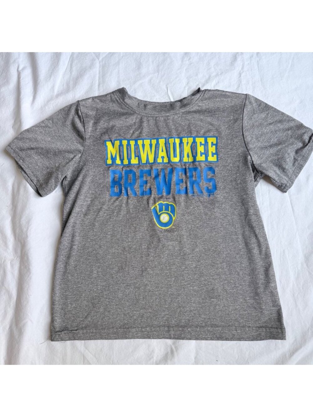 Milwaukee Brewers Youth Gray T-Shirt Logo MLB Genuine Merchandise Size S 6-7